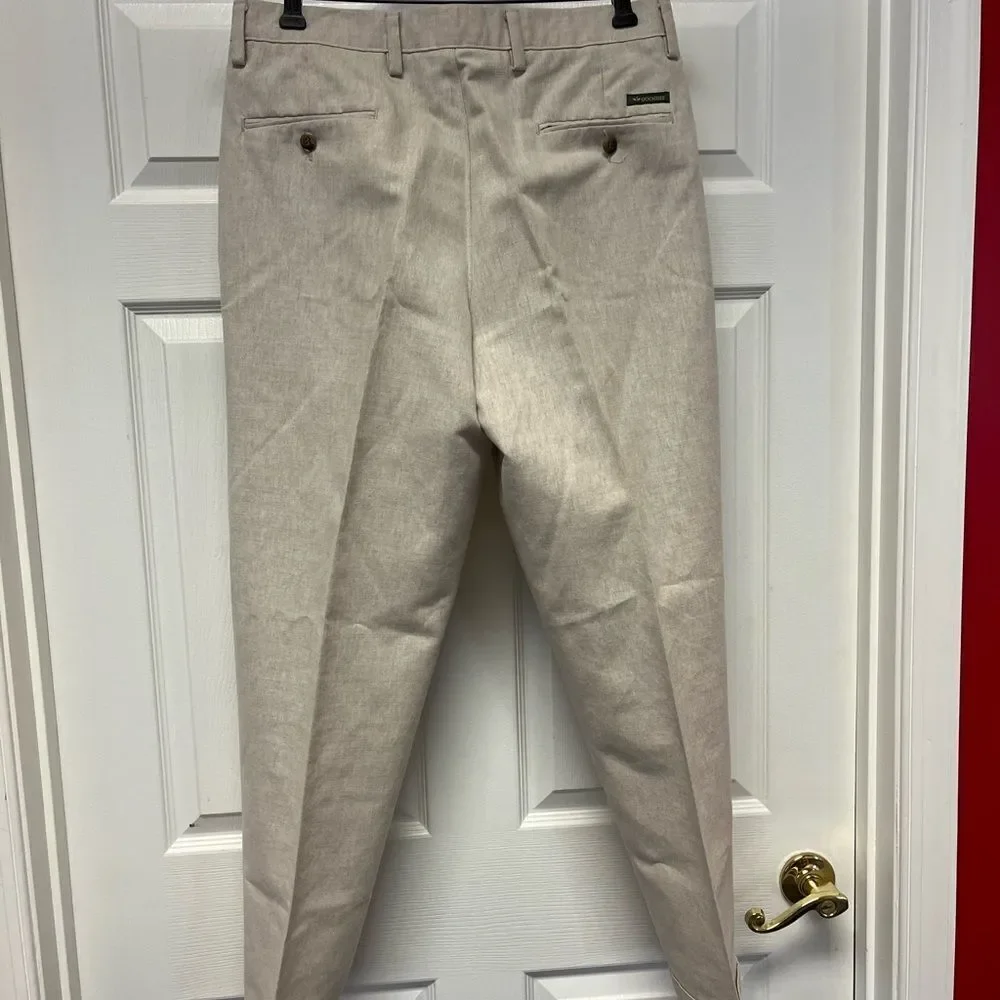 Dockers Class A Tan Linen Blend Cuffed Trousers sz 33X30